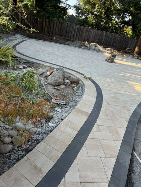 Curved paver walkway